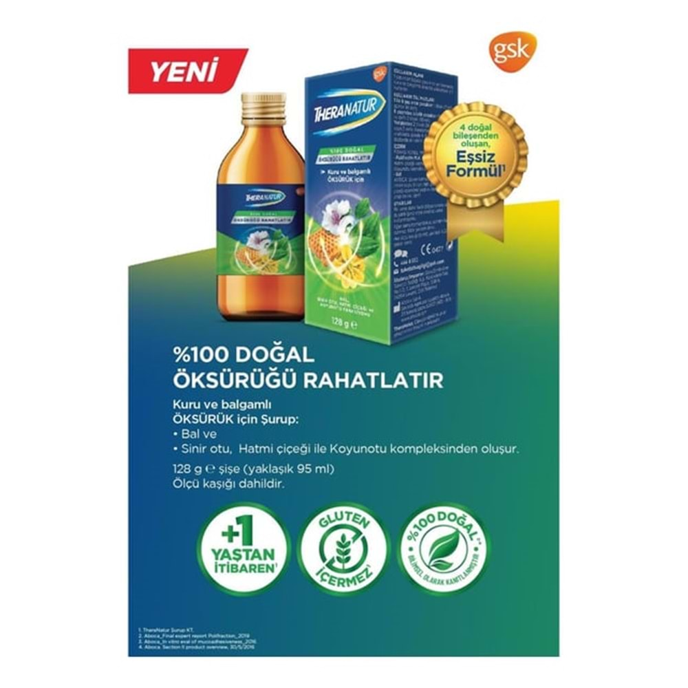 THERANATUR BİTKİSEL ÖKSÜRÜK ŞURUBU 128 G ( KURU VE BALGAMLI ÖKSÜRÜK İÇİN ) BALLI