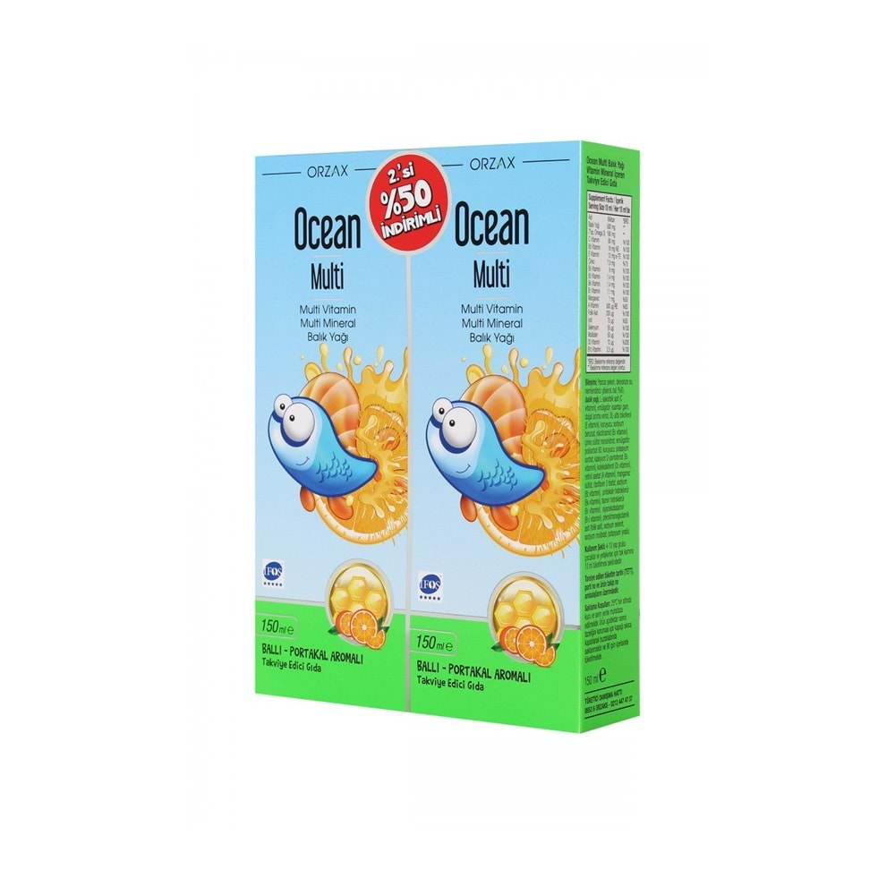 OCEAN MULTİ ŞURUP 150 ML ( 2. % 50 İNDİRİMLİ ) ( BALLI-PORTAKALLI ) KOFRE PAKET