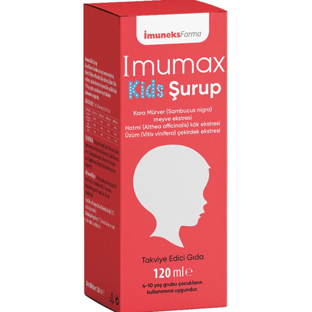 IMUMAX KİDS ŞURUP 120 ML (KARA MÜRVER, MEYVE HATMİ, ÜZÜM ÇEKİRDEK EKSTRESİ)