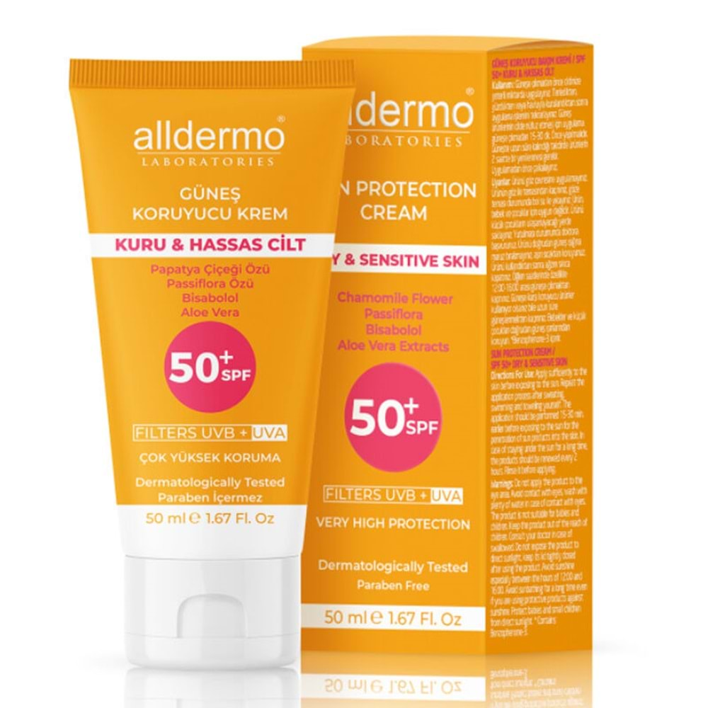 ALLDERMO GÜNEŞ KREMİ SPF 50+ 50 ML ( KURU & HASSAS CİLTLER )