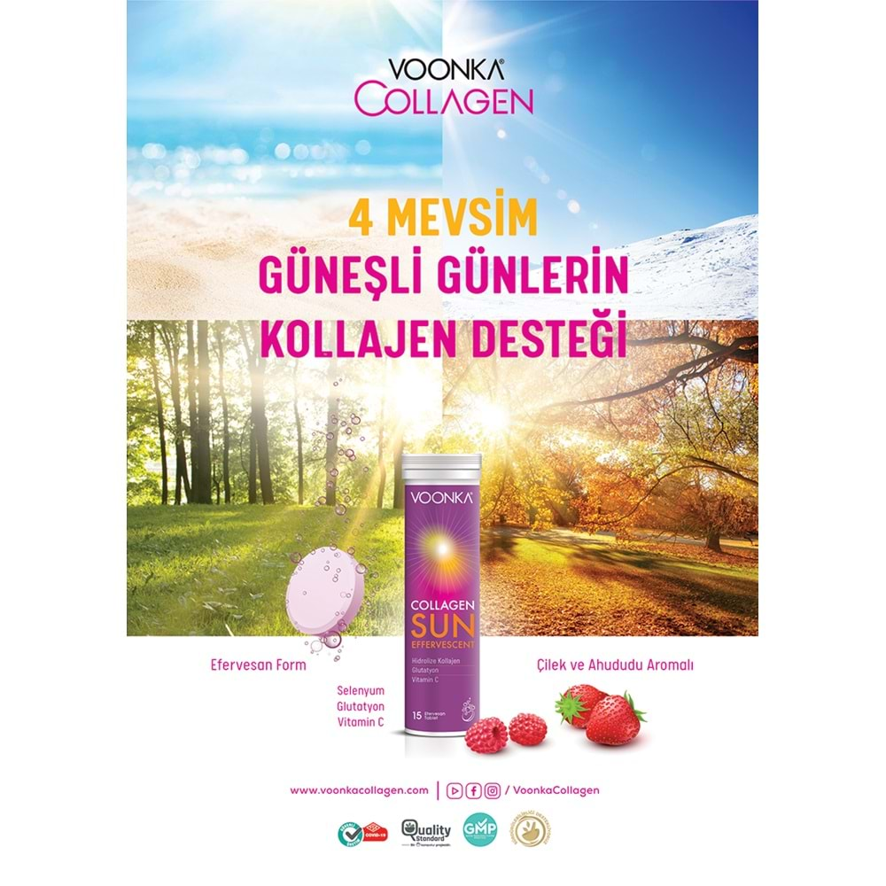 VOONKA COLLAGEN SUN EF Tablet-Hidrolize Kollajen, Glutatyon, Vitamin C, Çinko ve Selenyum 15 EF