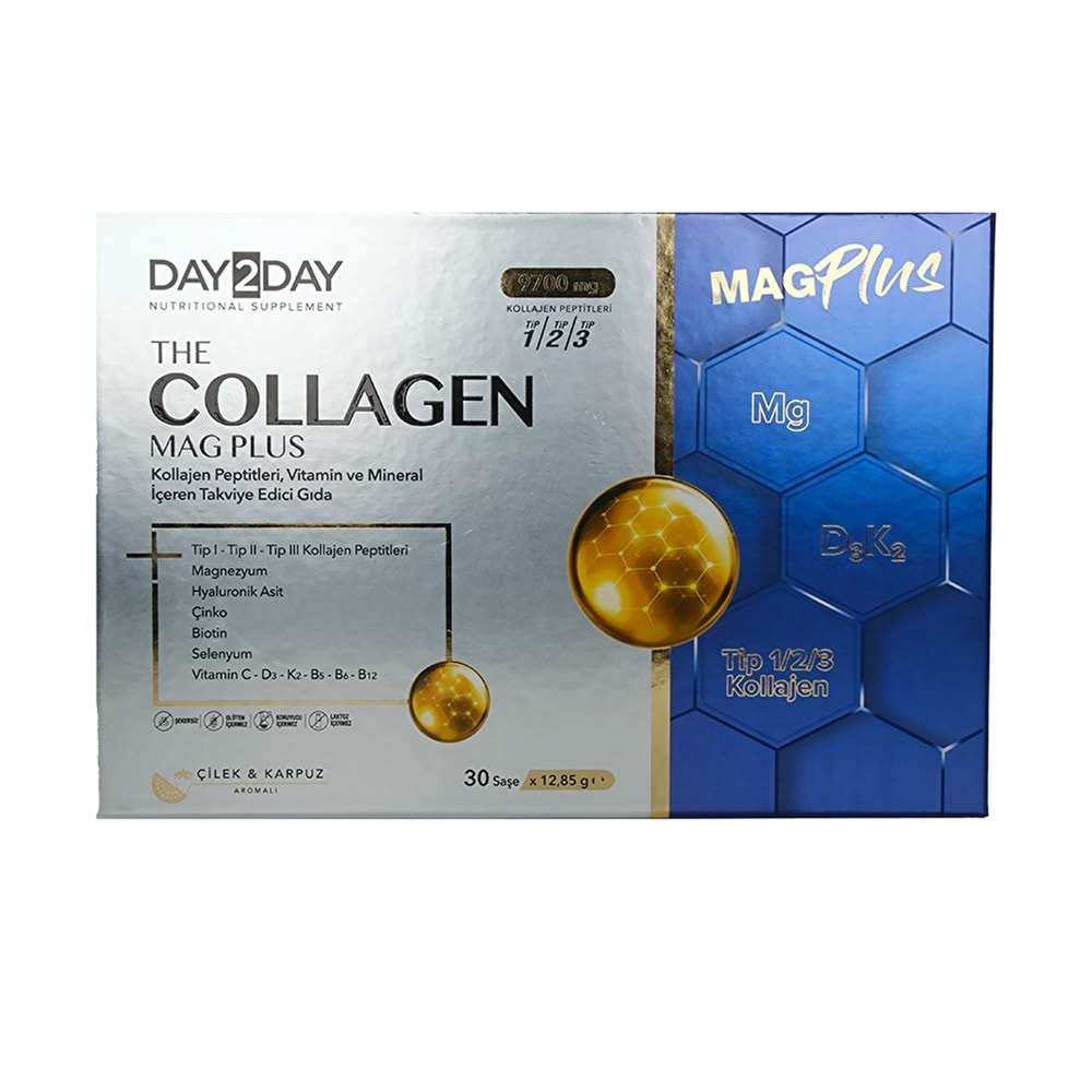 DAY2DAY THE COLLAGEN MAG PLUS ÇİLEK & KARPUZ AROMALI 30 x 12,85g ŞASE