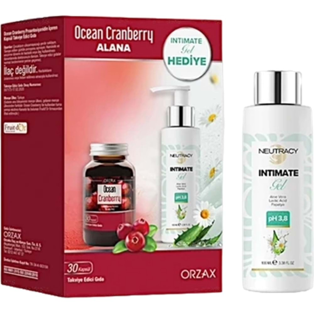 OCEAN CRANBERRY TURNA YEMİŞİ EKSTRESİ 30 KAPSÜL + NEUTRACY İNTİM JEL 100 ML HEDİYELİ