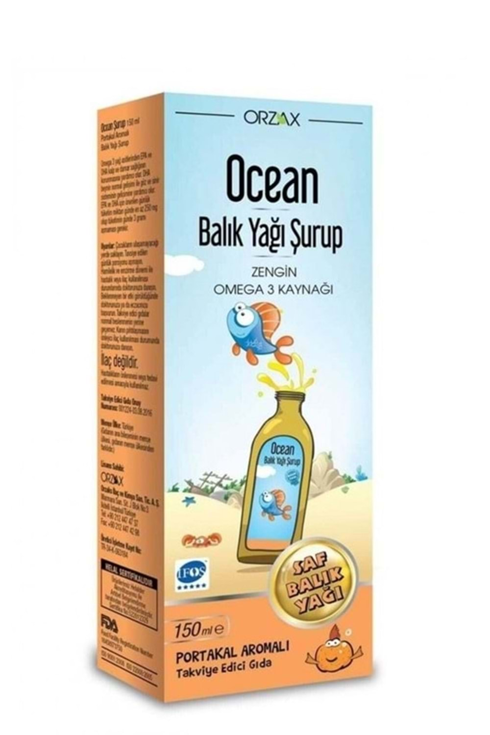 OCEAN BALIK YAĞI ŞURUP PORTAKAL AROMALI 150 ML