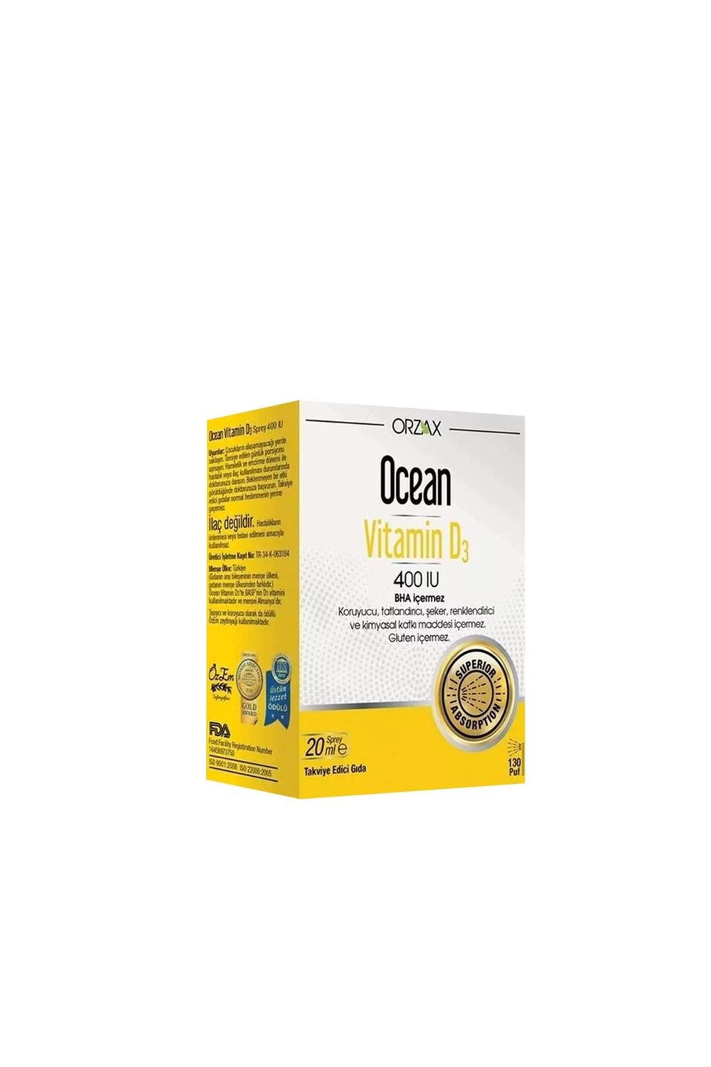 OCEAN VİTAMİN D3 400 IU 20 ML SPREY + DAMLALIKLI