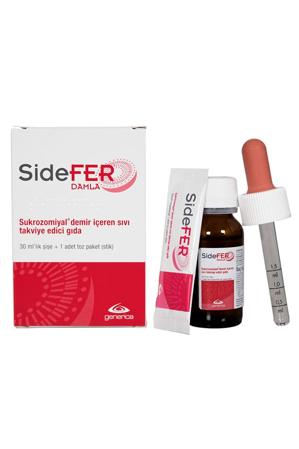 SİDEFER DAMLA DEMİR İÇEREN SIVI 30 ML+1 ADET TOZ PAKET