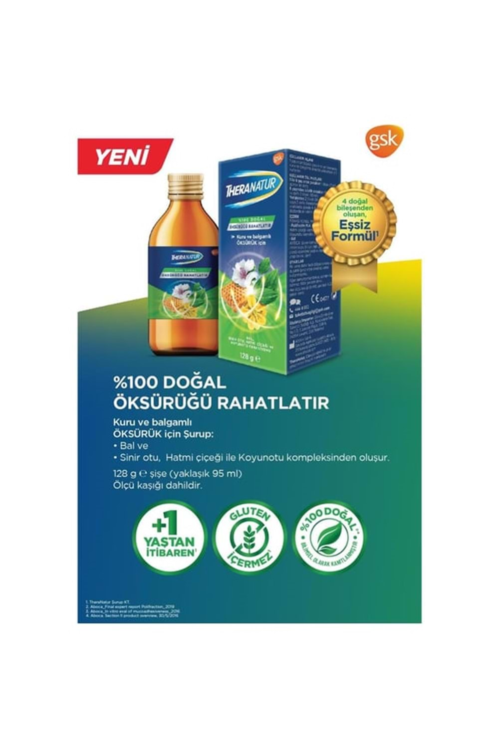 THERANATUR BİTKİSEL ÖKSÜRÜK ŞURUBU 128 G ( KURU VE BALGAMLI ÖKSÜRÜK İÇİN ) BALLI