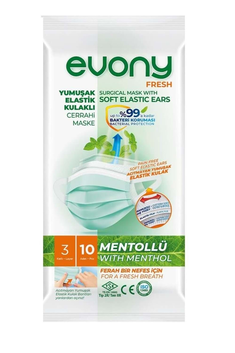 EVONY 3 KALTI MENTOLLÜ MASKE (10 LU)