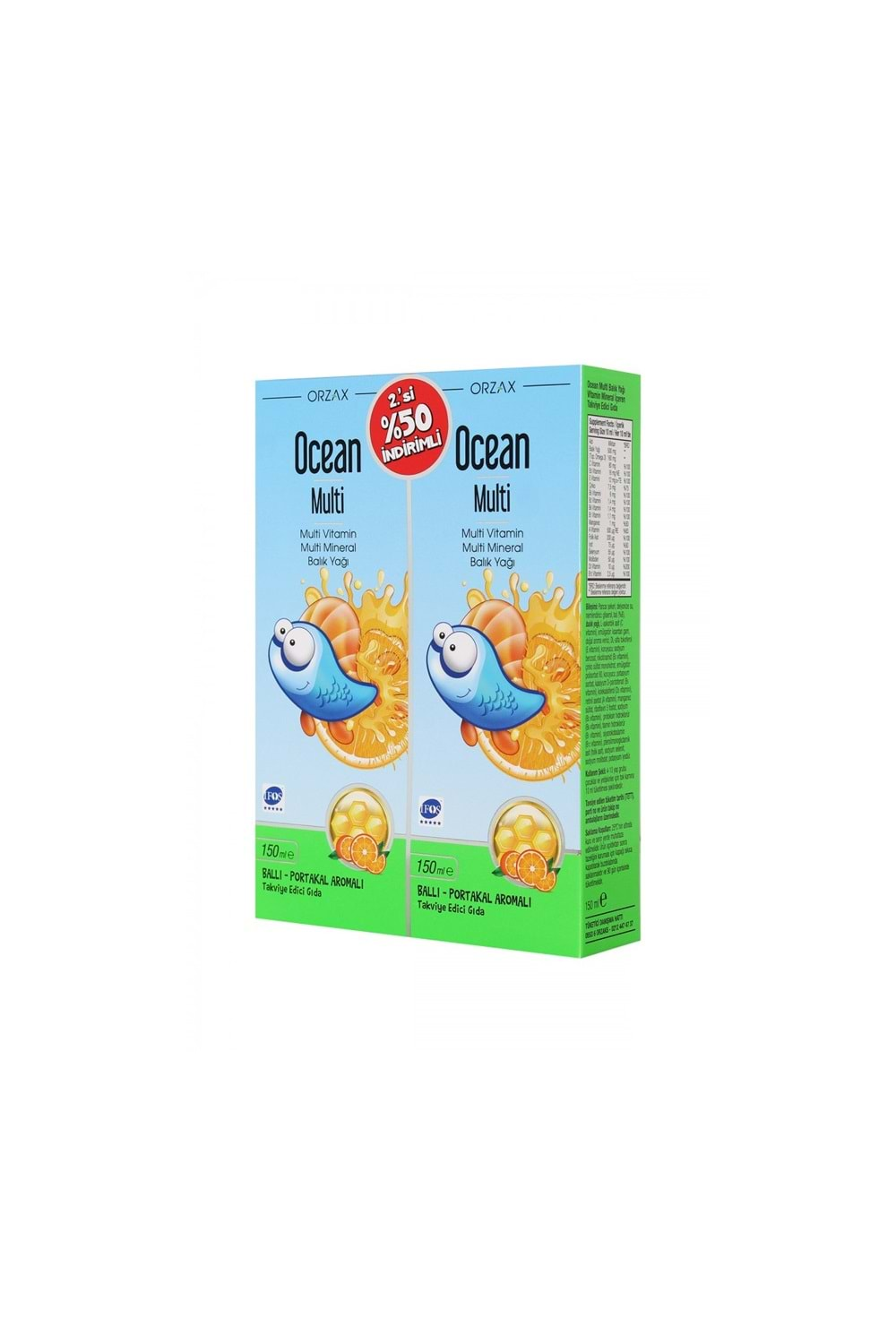 OCEAN MULTİ ŞURUP 150 ML ( 2. % 50 İNDİRİMLİ ) ( BALLI-PORTAKALLI ) KOFRE PAKET