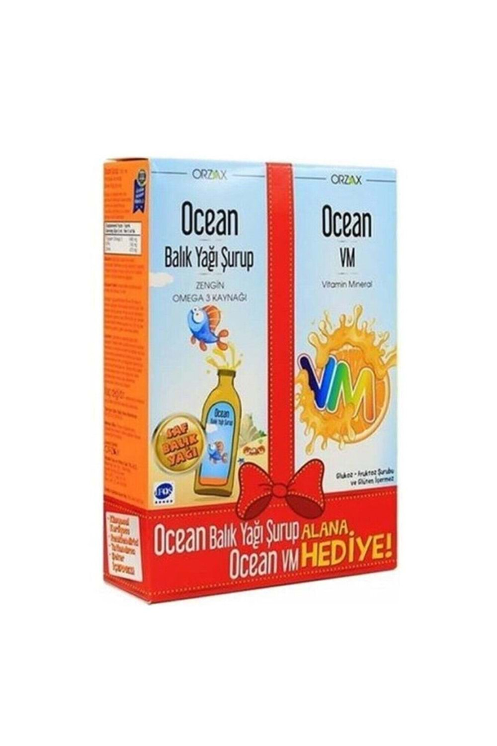 OCEAN BALIK YAĞI ŞURUP PORTAKAL AROMALI 150 ML + OCEAN VM ŞURUP 150 ML HEDİYELİ KOFRE PAKET