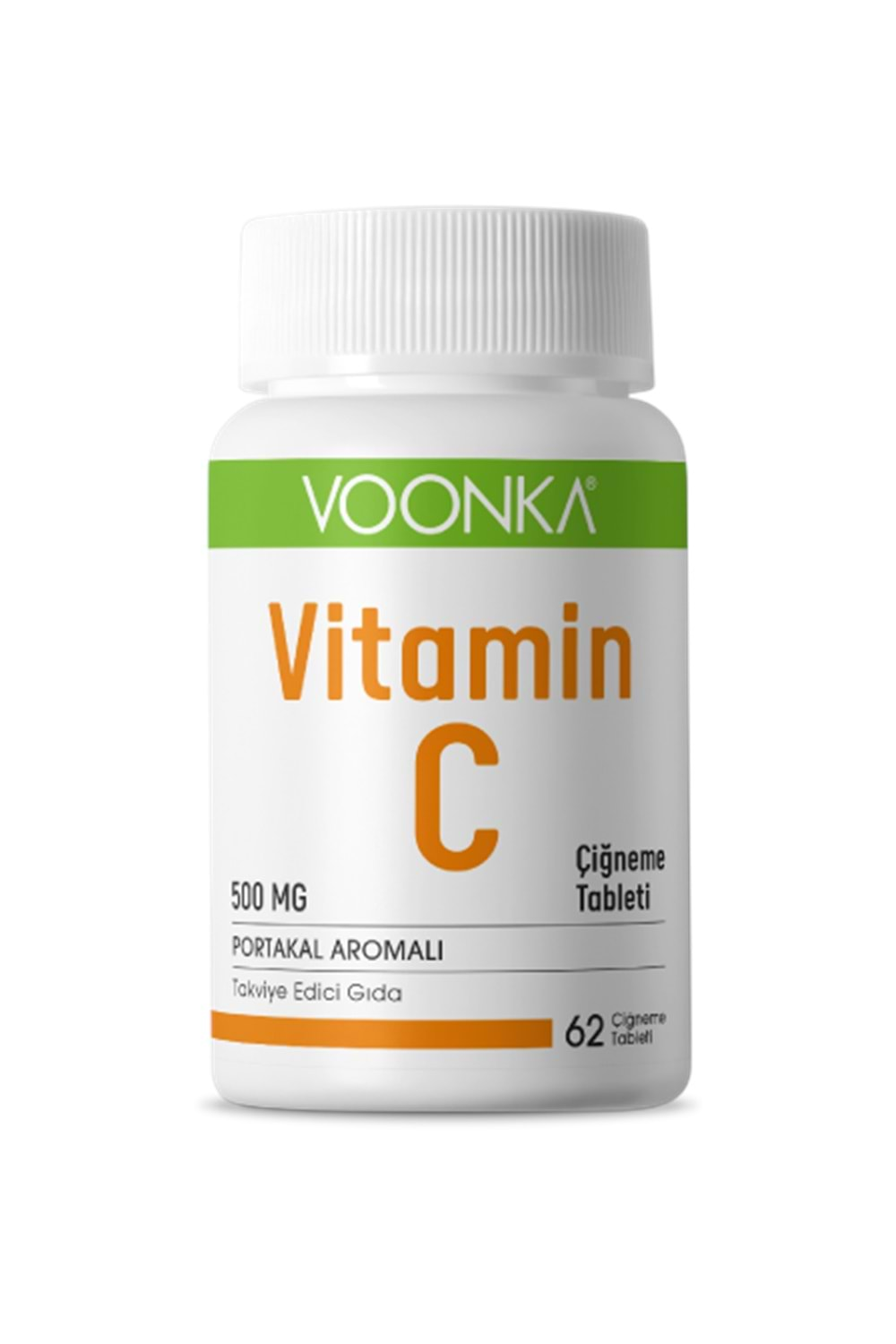 Voonka Vitamin C Çiğneme Tableti-Vitamin C İçeren Portakal Aromalı Takviye Edici Gıda 62 Tb