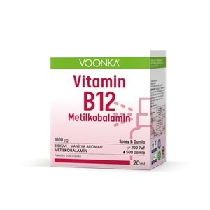 Voonka Vitamin B12 Metilkobalamin İçeren Bisküvi Vanilya Aromalı Spray 20 ml