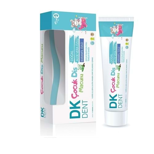 DK DENT DERMOKİL ÇOCUK DİŞ MACUNU 50 ML + FIRÇA HEDİYELİ (ALOE VERA & KARANFİL ÖZLÜ )