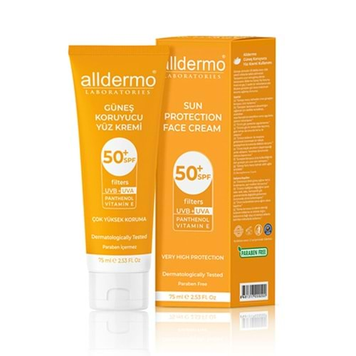 ALLDERMO GÜNEŞ KREMİ SPF 50+ 75 ML UVB + UVA ( YETİŞKİN ) YÜKSEK KORUMA