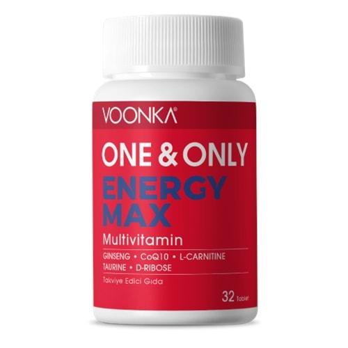 Voonka One and Only Energy Max-L-Karnitin, Koenzim Q10, Kafein, Taurin, Ginseng ve Vitamin-Mineral 32 Tb