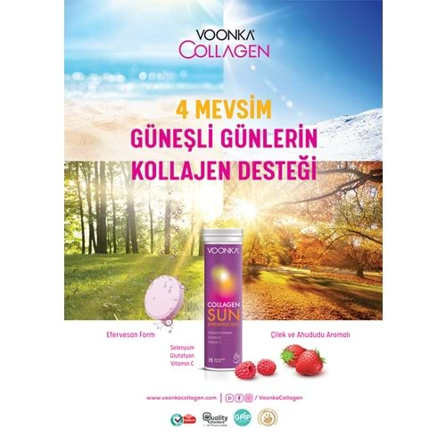 VOONKA COLLAGEN SUN EF Tablet-Hidrolize Kollajen, Glutatyon, Vitamin C, Çinko ve Selenyum 15 EF