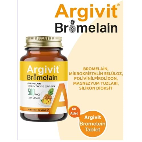 ARGİVİT BROMELAİN 500 MG 60 TABLET ( SİNDİRİM & ÖDEM ATICI )