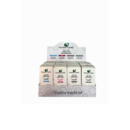 HUMAN CARE ROLL-ON DEODORANT ( OKYANUS, GÜL, HASNAMOYA, PARFÜMSÜZ) 12 Lİ STANT