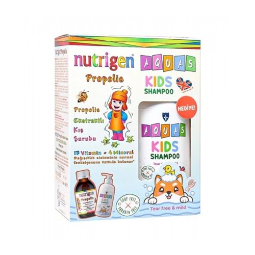 NUTRİGEN PROPOLİS 200 ML ŞURUP + AQUAS KİDS ŞAMPUAN 250 ML HEDİYELİ PAKET