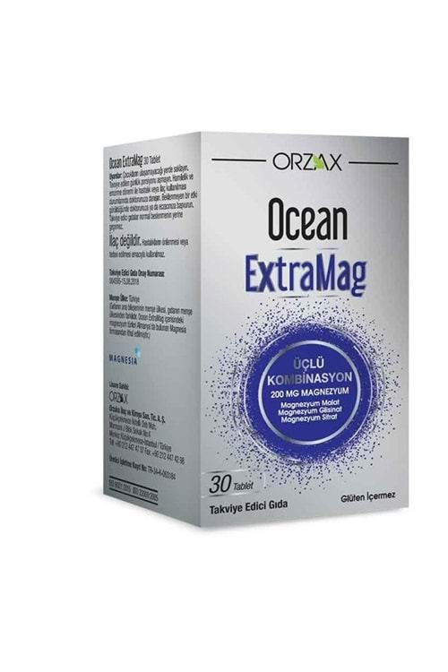 OCEAN EXTRAMAG MAGNEZYUM 30 TABLET GÜÇLÜ KOMBİNASYON ( MAG.MALAT&MAG.GLİSANAT&MAG.SİTRAT)