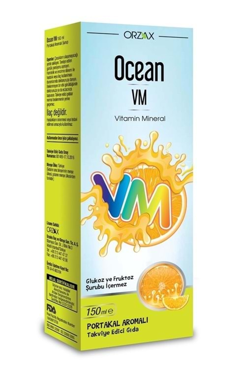 OCEAN VM VİTAMİN MİNERAL ŞURUP 150 ML PORTAKAL AROMALI