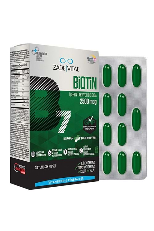 ZADE VİTAL BİOTİN 2500 MCG 30 YUMUŞAK KAPSÜL