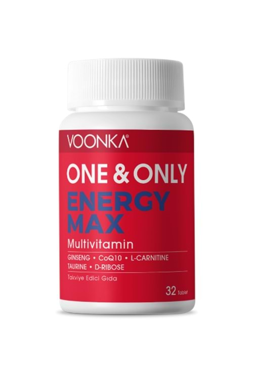 Voonka One and Only Energy Max-L-Karnitin, Koenzim Q10, Kafein, Taurin, Ginseng ve Vitamin-Mineral 32 Tb