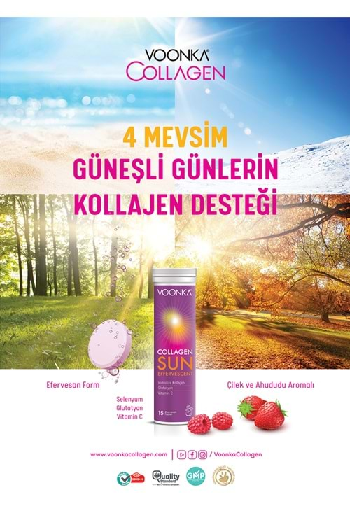 VOONKA COLLAGEN SUN EF Tablet-Hidrolize Kollajen, Glutatyon, Vitamin C, Çinko ve Selenyum 15 EF