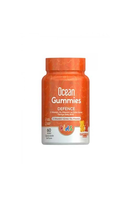 OCEAN GUMMIES DEFENCE KIDS 60 ADET ÇİĞNENEBİLİR JEL FORM PORTAKAL&ŞEFTALİ AROMALI