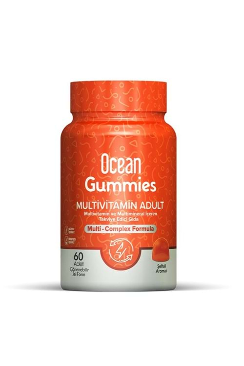 OCEAN GUMMIES MULTIVITAMIN ADULT ŞEFTALİ AROMALI 60 ADET ÇİĞNENEBİLİR JEL FORM