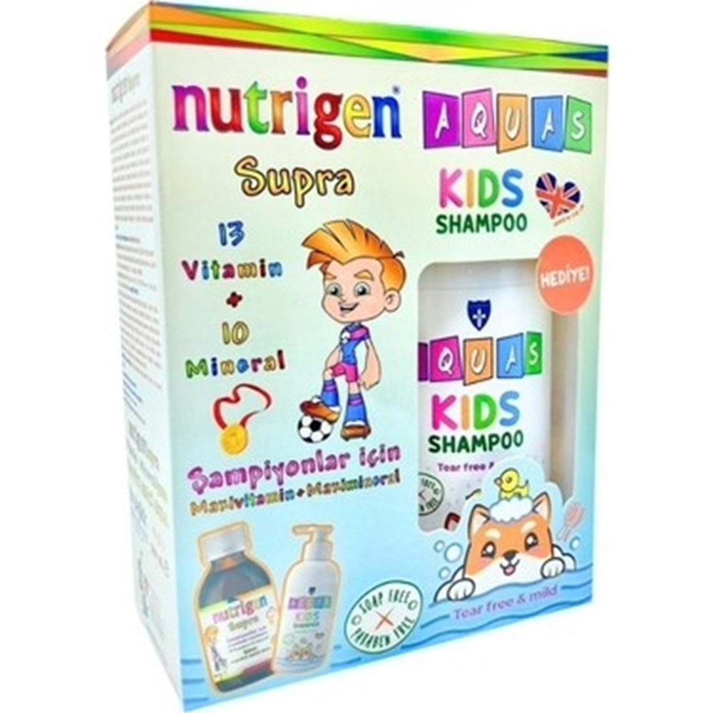NUTRİGEN SUPRA 200 ML ŞURUP PORTAKAL AROMALI + AQUAS KİDS ŞAMPUAN 250 ML HEDİYELİ PAKET